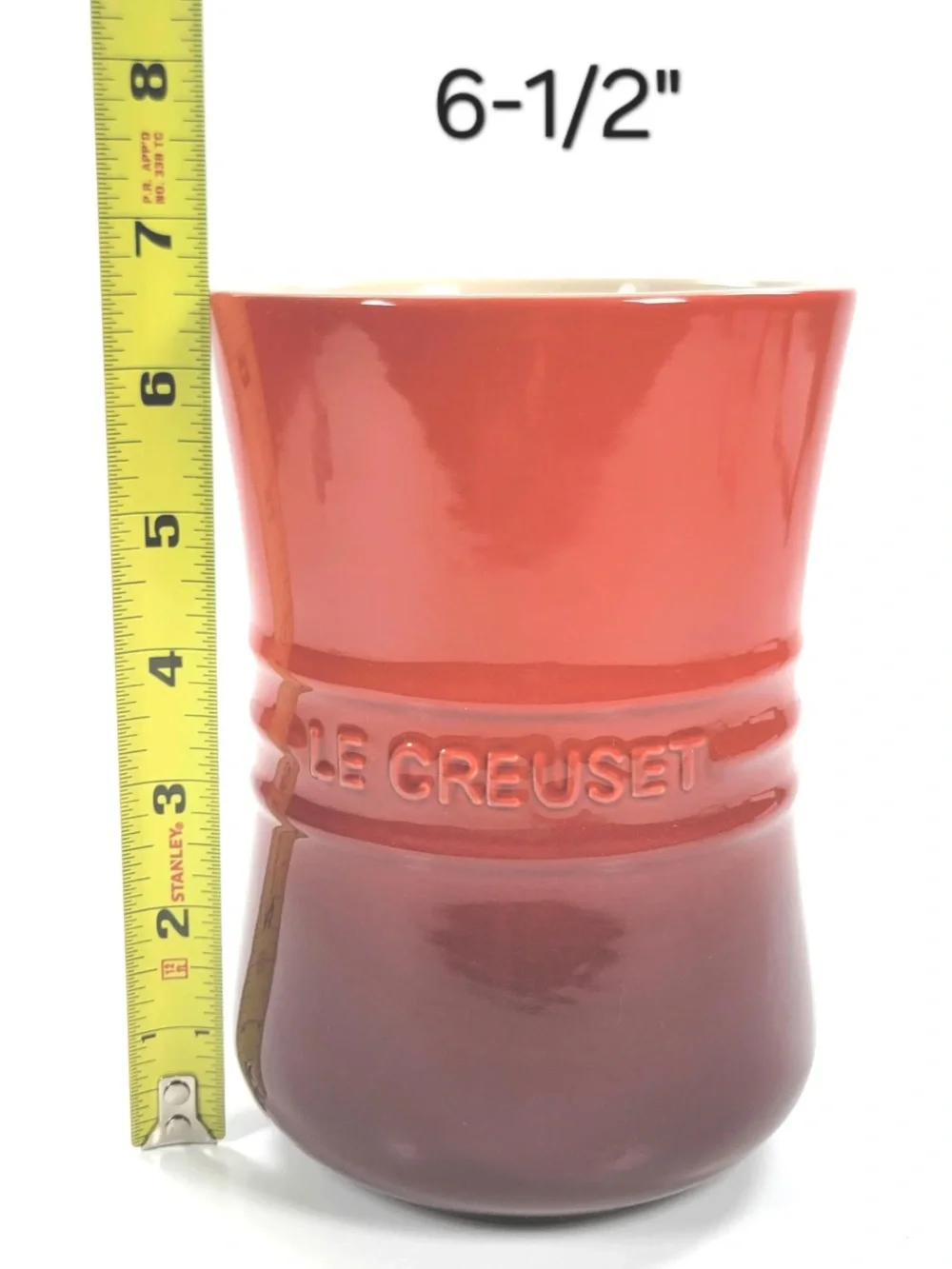 NEW Le Creuset Signature Cerise Red Ceramic Utensil Crock Holder Cream Interior